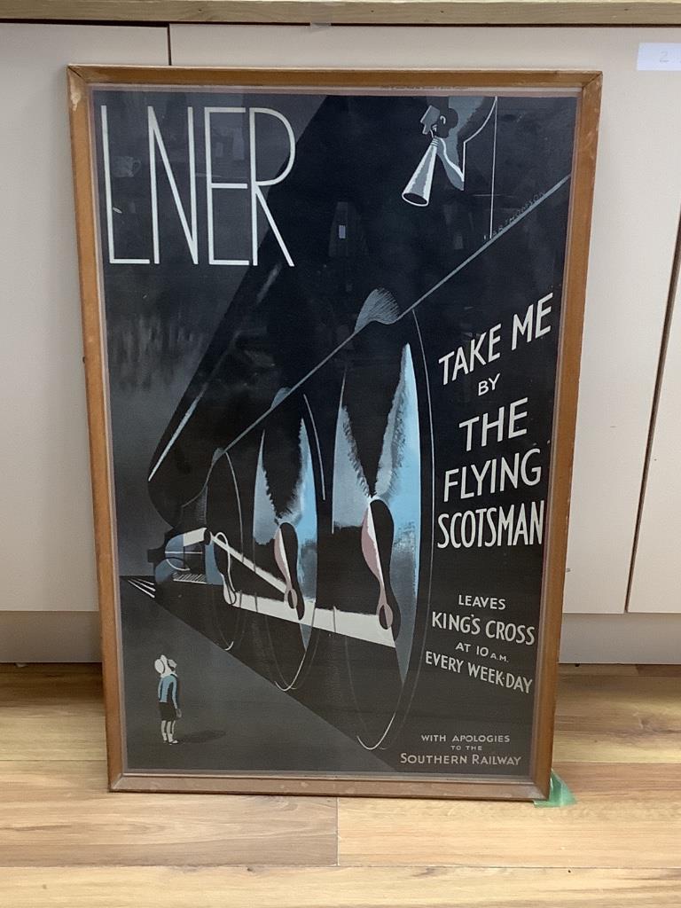 A reproduction 'Take Me By The Flying Scotsman' poster from The Museum of British Transport, 75 x 46cm